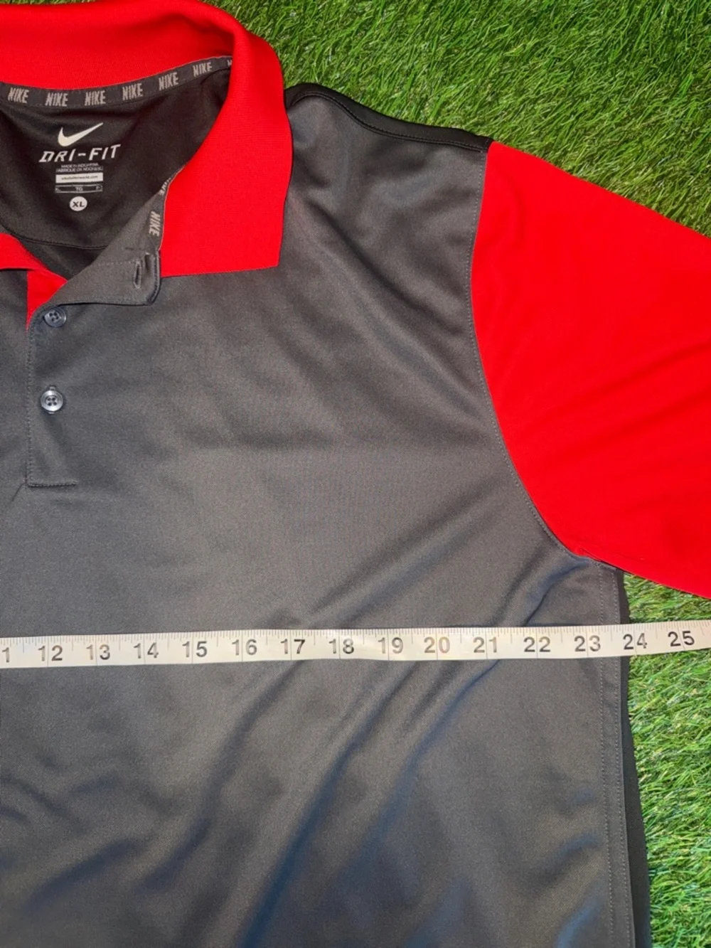 Nike Men's Polo Shirt in Gray and Red